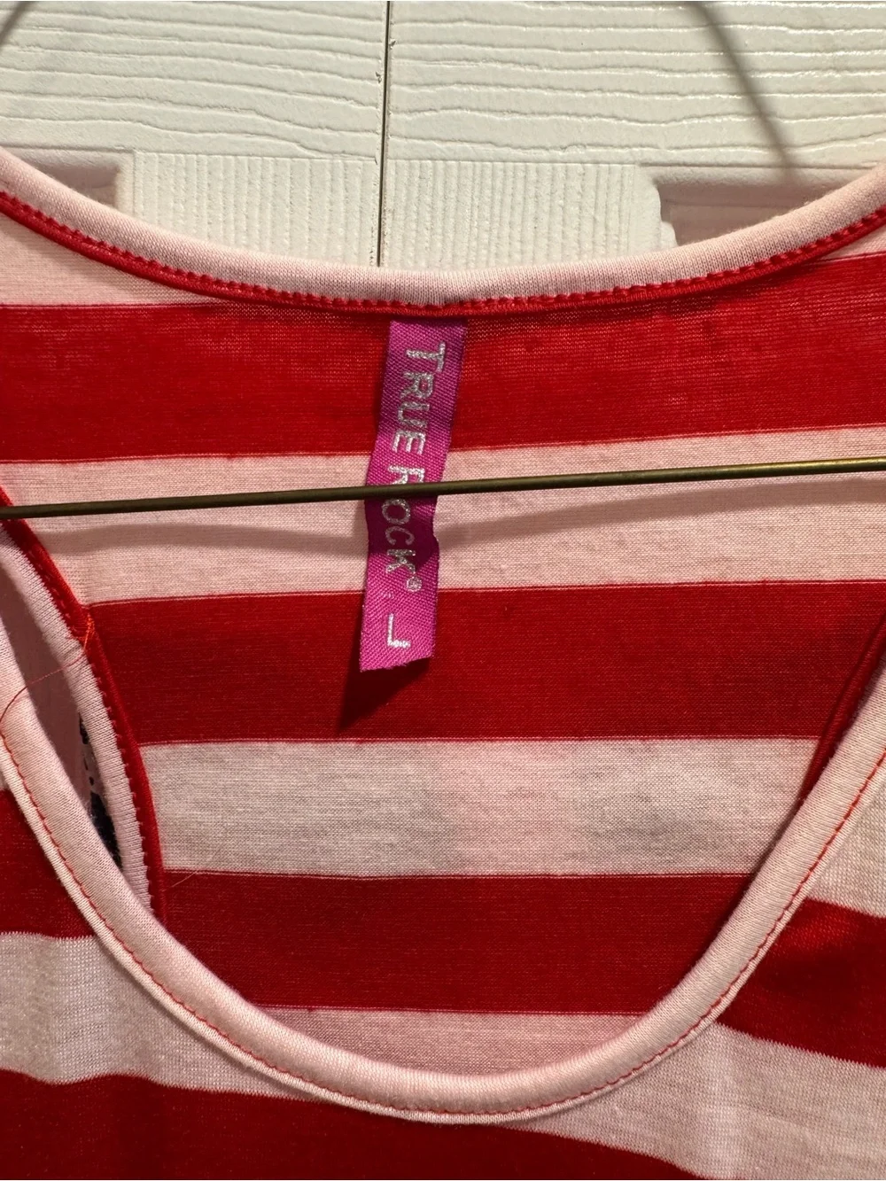 TRUE ROCK Red and White Striped Tank Top with Pink Brand Tag